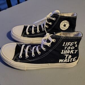 Converse Not Chuck Taylor Xing Wei Style 8.5 Black LIFE'S TOO SHORT
